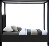 Kelly Canopy Bed in Rich Boucle Fabric with Matte Black Iron Frame - Elevate Your Bedroom Sanctuary