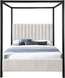 Kelly Canopy Bed in Rich Boucle Fabric with Matte Black Iron Frame - Elevate Your Bedroom Sanctuary