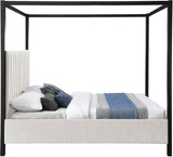 Kelly Canopy Bed in Rich Boucle Fabric with Matte Black Iron Frame - Elevate Your Bedroom Sanctuary
