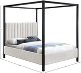 Kelly Canopy Bed in Rich Boucle Fabric with Matte Black Iron Frame - Elevate Your Bedroom Sanctuary