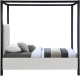 Kelly Canopy Bed in Rich Boucle Fabric with Matte Black Iron Frame - Elevate Your Bedroom Sanctuary