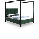 Kelly Canopy Bed in Rich Boucle Fabric with Matte Black Iron Frame - Elevate Your Bedroom Sanctuary