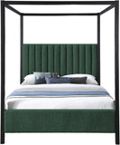 Kelly Canopy Bed in Rich Boucle Fabric with Matte Black Iron Frame - Elevate Your Bedroom Sanctuary