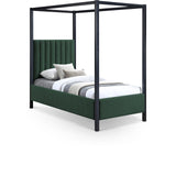 Kelly Canopy Bed in Rich Boucle Fabric with Matte Black Iron Frame - Elevate Your Bedroom Sanctuary