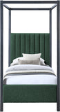 Kelly Canopy Bed in Rich Boucle Fabric with Matte Black Iron Frame - Elevate Your Bedroom Sanctuary