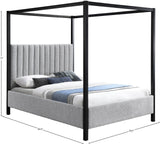 Kelly Canopy Bed in Rich Boucle Fabric with Matte Black Iron Frame - Elevate Your Bedroom Sanctuary