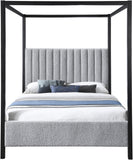 Kelly Canopy Bed in Rich Boucle Fabric with Matte Black Iron Frame - Elevate Your Bedroom Sanctuary
