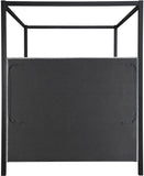 Kelly Canopy Bed in Rich Boucle Fabric with Matte Black Iron Frame - Elevate Your Bedroom Sanctuary