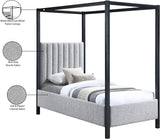 Kelly Canopy Bed in Rich Boucle Fabric with Matte Black Iron Frame - Elevate Your Bedroom Sanctuary