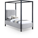 Kelly Canopy Bed in Rich Boucle Fabric with Matte Black Iron Frame - Elevate Your Bedroom Sanctuary