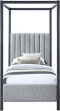 Kelly Canopy Bed in Rich Boucle Fabric with Matte Black Iron Frame - Elevate Your Bedroom Sanctuary