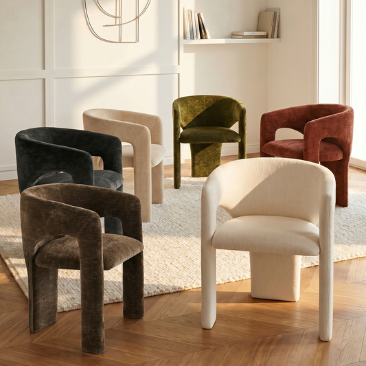 Khloe Modern Chenille Dining Chair with Arms (1-Piece)