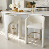 Khloe 24.5" Modern Gold Chenille Counter Stool with Arms (Set of 4)