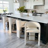 Khloe 24.5" Modern Gold Chenille Counter Stool with Arms (Set of 4)