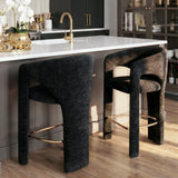 Khloe 24.5" Modern Gold Chenille Counter Stool with Arms (Set of 4)