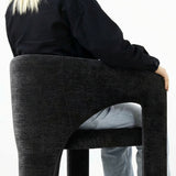 Khloe 24.5" Modern Gold Chenille Counter Stool with Arms (Set of 2)
