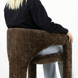 Khloe 24.5" Modern Gold Chenille Counter Stool with Arms (Set of 2)