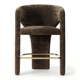 Khloe 24.5" Modern Gold Chenille Counter Stool with Arms (Set of 2)