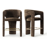 Khloe 24.5" Modern Gold Chenille Counter Stool with Arms (Set of 4)