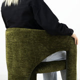 Khloe 24.5" Modern Gold Chenille Counter Stool with Arms (Set of 2)