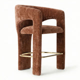 Khloe 24.5" Modern Gold Chenille Counter Stool with Arms (Set of 4)
