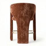 Khloe 24.5" Modern Gold Chenille Counter Stool with Arms (Set of 2)