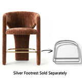 Khloe 24.5" Modern Gold Chenille Counter Stool with Arms (Set of 4)