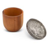 Pewter Top Wood Acorn Box
