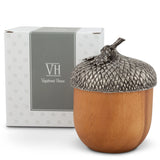 Pewter Top Wood Acorn Box