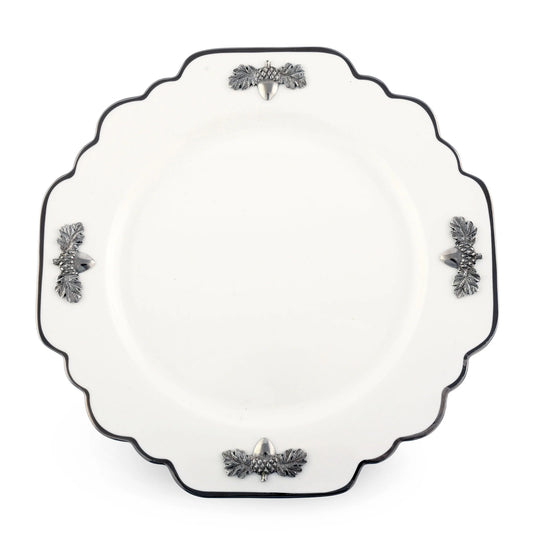 Acorn Oak Leaf Bone China Dinner Plate Platinum Rim