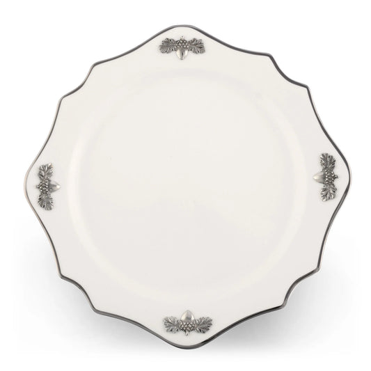 Acorn Oak Leaf Bone China Charger Platinum Rim