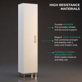 Tuhome Laska 70" Tall Storage Cabinet with Wide Door, Four Interior Shelves, Integrated Broom Hangers, Metal Handle and Sturdy Legs, Space-Saving Multi-Purpose Broom Closet for Home Organization