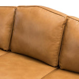 Flavio 81″ Genuine Leather Sofa – Vintage Glam Mid-Century Design