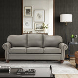 Flavio 81″ Genuine Leather Sofa – Vintage Glam Mid-Century Design