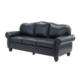 Flavio 81″ Genuine Leather Sofa – Vintage Glam Mid-Century Design