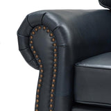 Flavio 81″ Genuine Leather Sofa – Vintage Glam Mid-Century Design