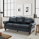 Flavio 81″ Genuine Leather Sofa – Vintage Glam Mid-Century Design