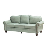Flavio 81″ Genuine Leather Sofa – Vintage Glam Mid-Century Design