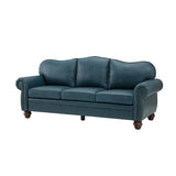 Flavio 81″ Genuine Leather Sofa – Vintage Glam Mid-Century Design
