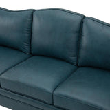 Flavio 81″ Genuine Leather Sofa – Vintage Glam Mid-Century Design