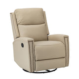 Aniceta 30.31" Wide Genuine Leather Swivel Rocker Glider Recliner