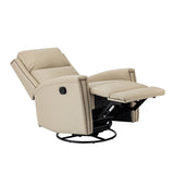 Aniceta 30.31" Wide Genuine Leather Swivel Rocker Glider Recliner