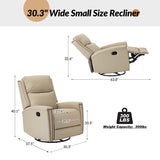 Aniceta 30.31" Wide Genuine Leather Swivel Rocker Glider Recliner