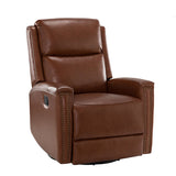 Aniceta 30.31" Wide Genuine Leather Swivel Rocker Glider Recliner
