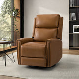 Aniceta 30.31" Wide Genuine Leather Swivel Rocker Glider Recliner