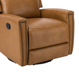 Aniceta 30.31" Wide Genuine Leather Swivel Rocker Glider Recliner