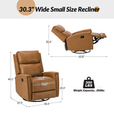 Aniceta 30.31" Wide Genuine Leather Swivel Rocker Glider Recliner