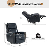 Aniceta 30.31" Wide Genuine Leather Swivel Rocker Glider Recliner