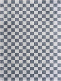 Alie Blue Gray Checkered Washable Rug