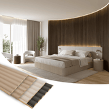 Flexible MDF Wall Panel - Textured Surface for Noise Reduction, Premium Finish, Honey Oak Color, 0.35" Depth, 8.09" Width, 108.27" Height, Easy Installation